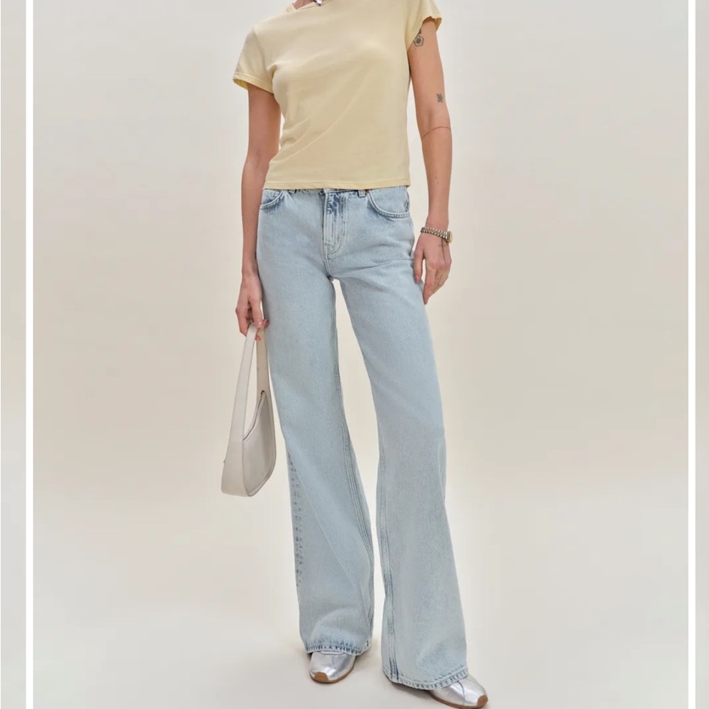REFORMATION Cary Low Rise Slouchy Wide Leg Short Jeans - Cloquet